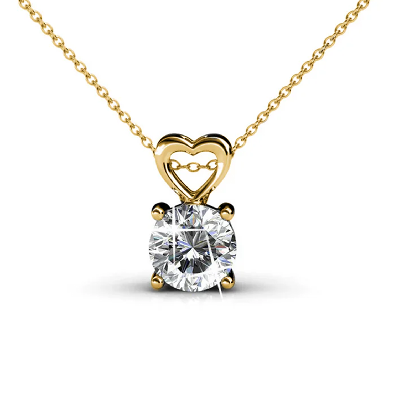 Marian 18k White Gold Plated Heart Pendant Necklace with Swarovski Crystal