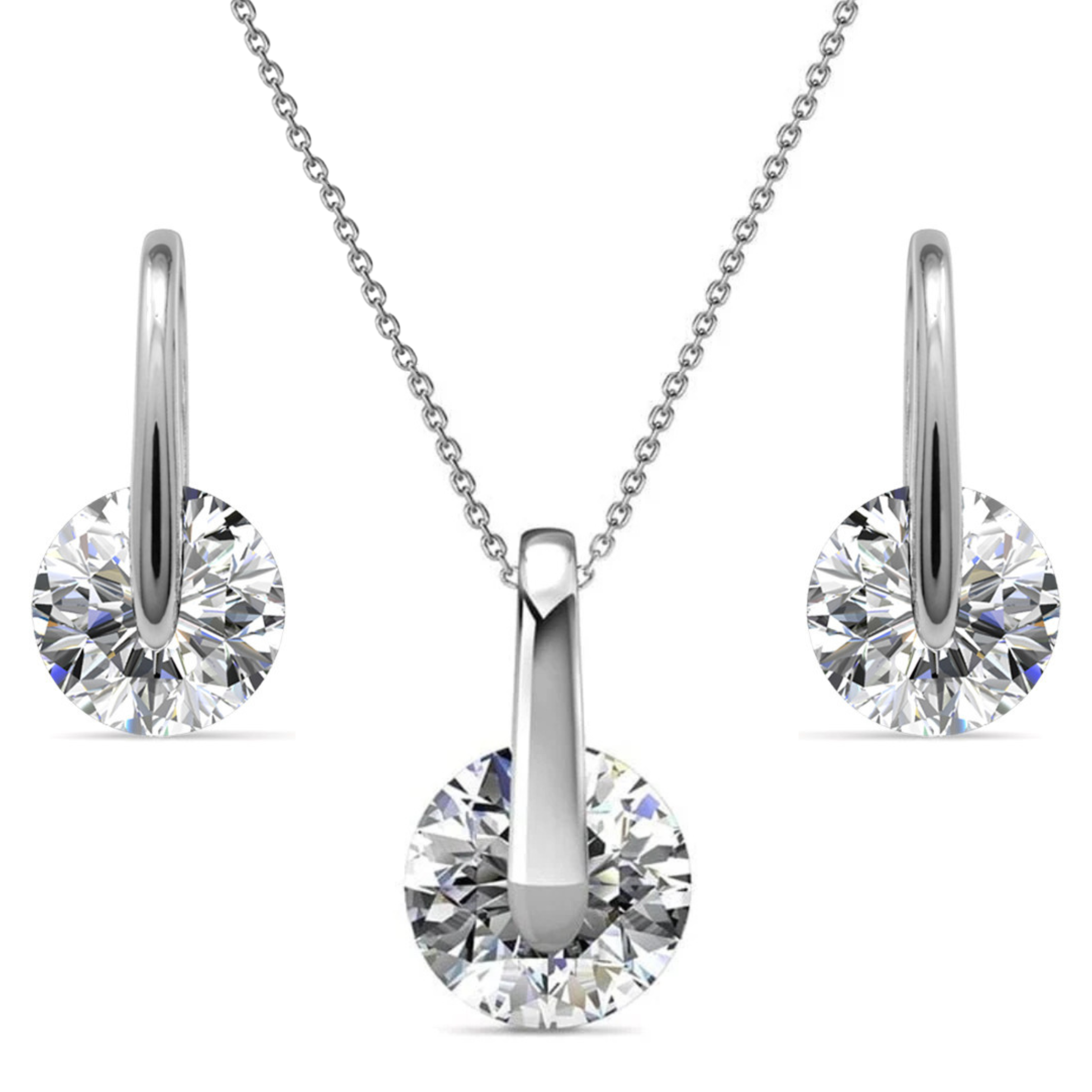 Cate & Chloe McKayla 18k 白金项链和耳环镶水晶珠宝套装