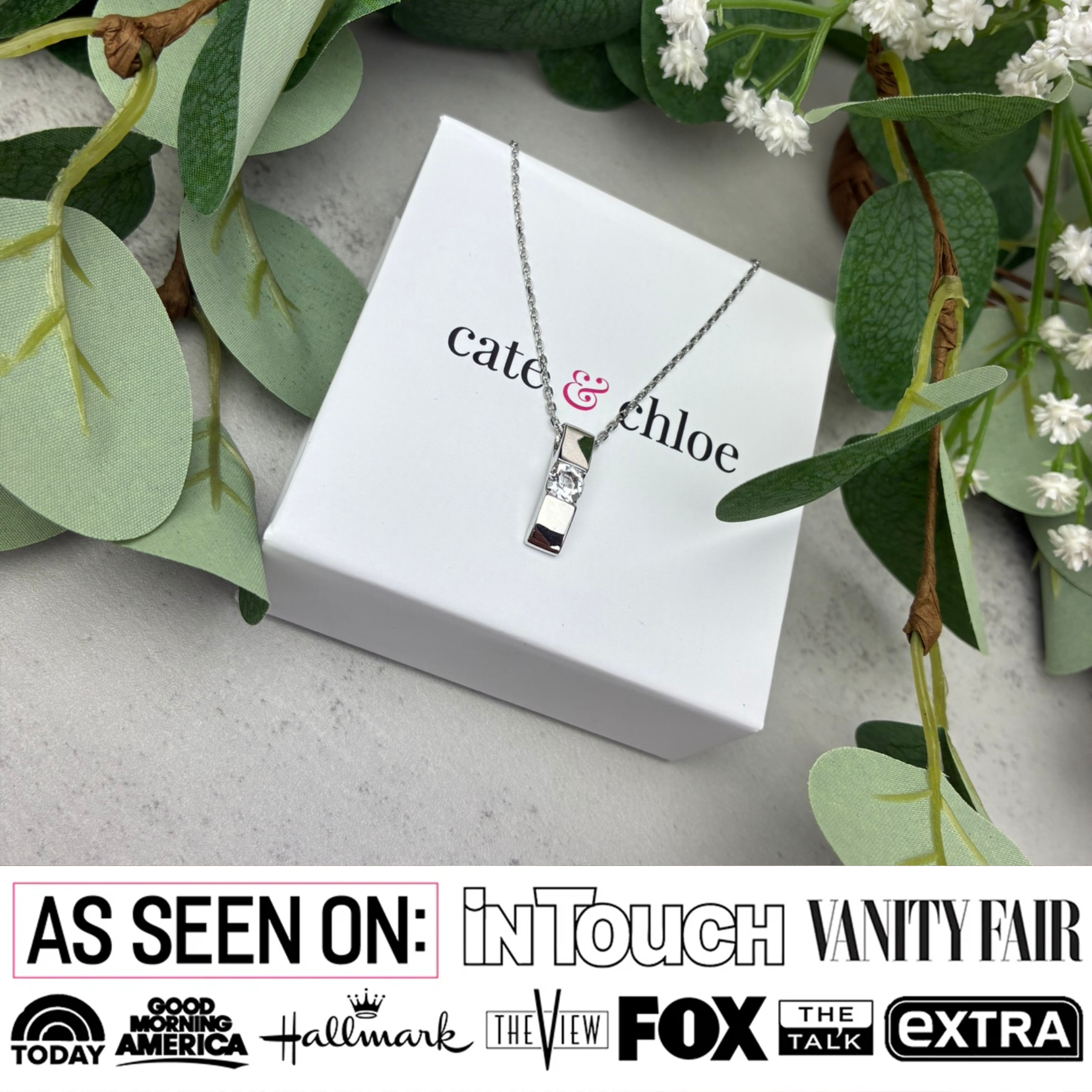 Nailea 18k White Gold Plated Pendant Necklace with Swarovski Crystals
