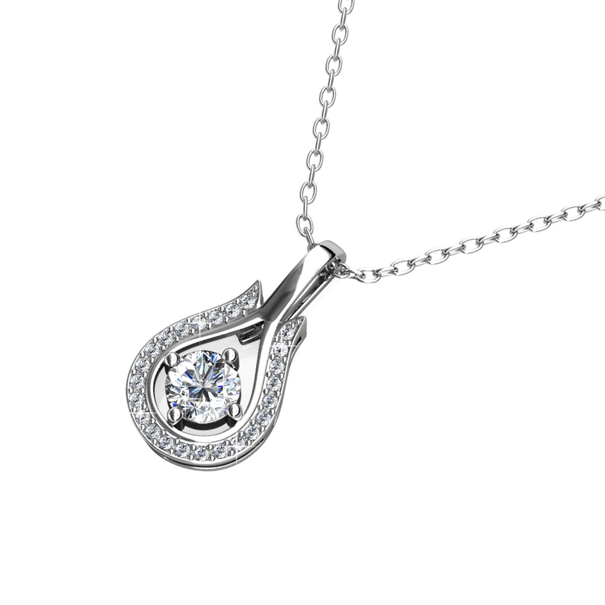 Bernadette 18k White Gold Plated Tear drop Necklace with Swarovski Crystals — Fab Fav Sale
