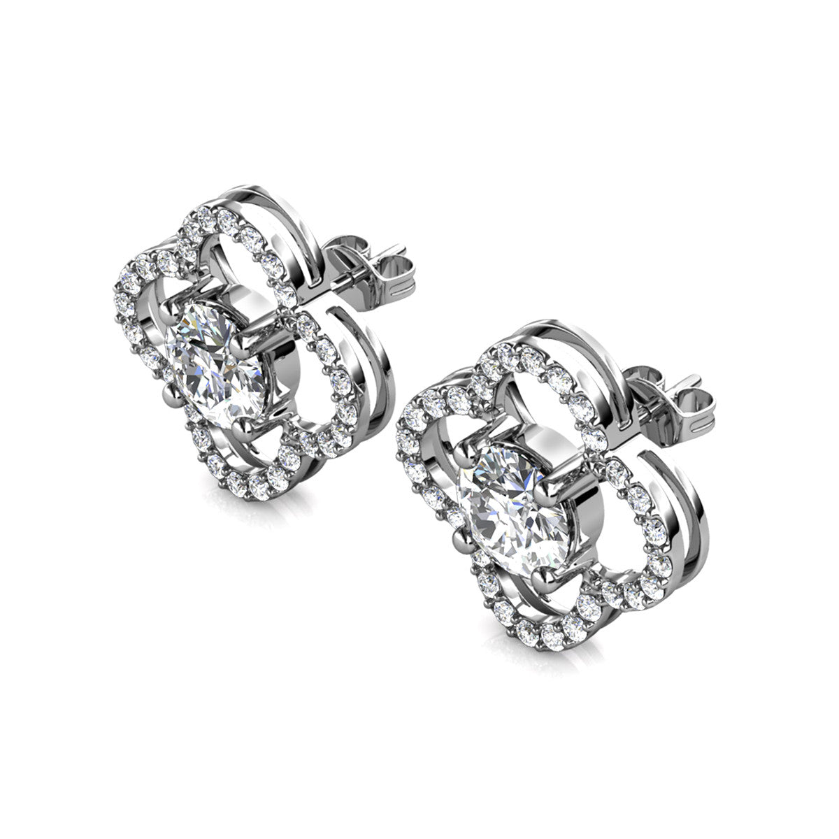 Moissanite by Cate & Chloe Charlotte 18k Gold Plated 925 Sterling Silver Stud Earrings 1.28tcw