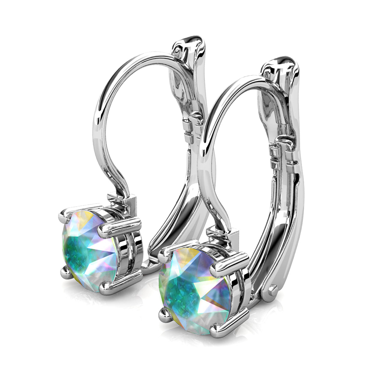 Lyric 18k White Gold Plated Drop Earrings with Swarovski Crystals — Fab Fav Sale