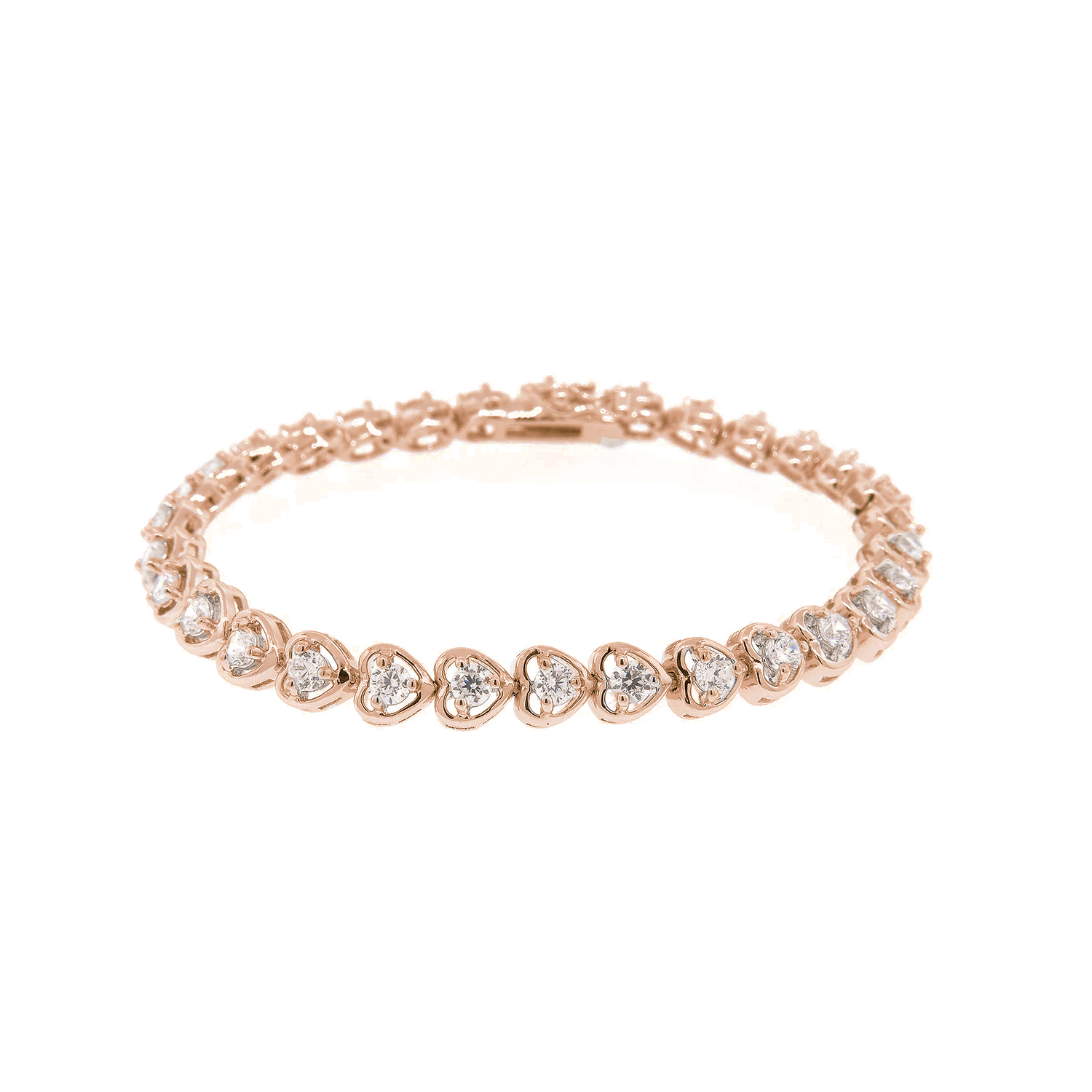 Rosalie 18k 白金镀心形网球手链配仿 CZ 水晶