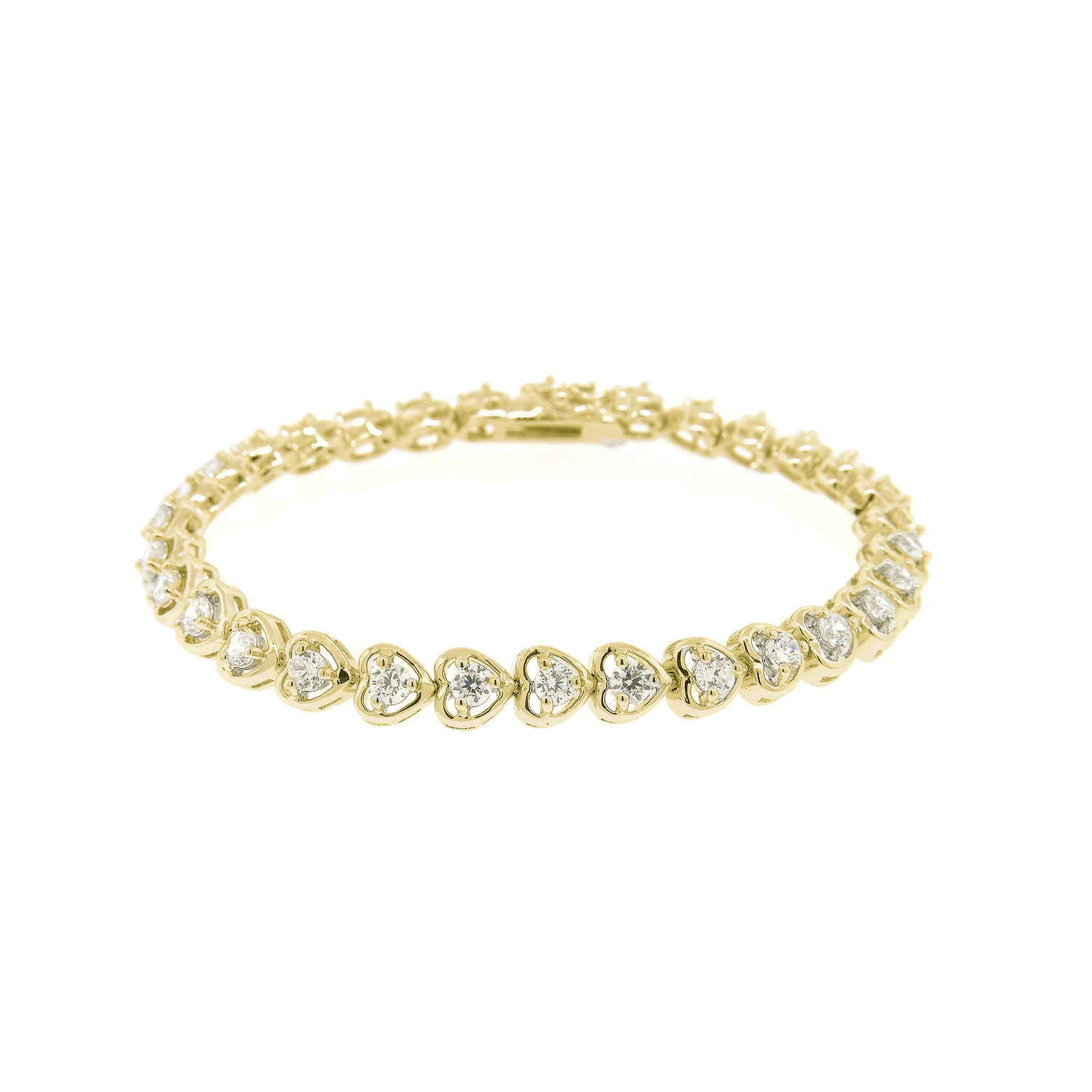 Rosalie 18k 白金镀心形网球手链配仿 CZ 水晶