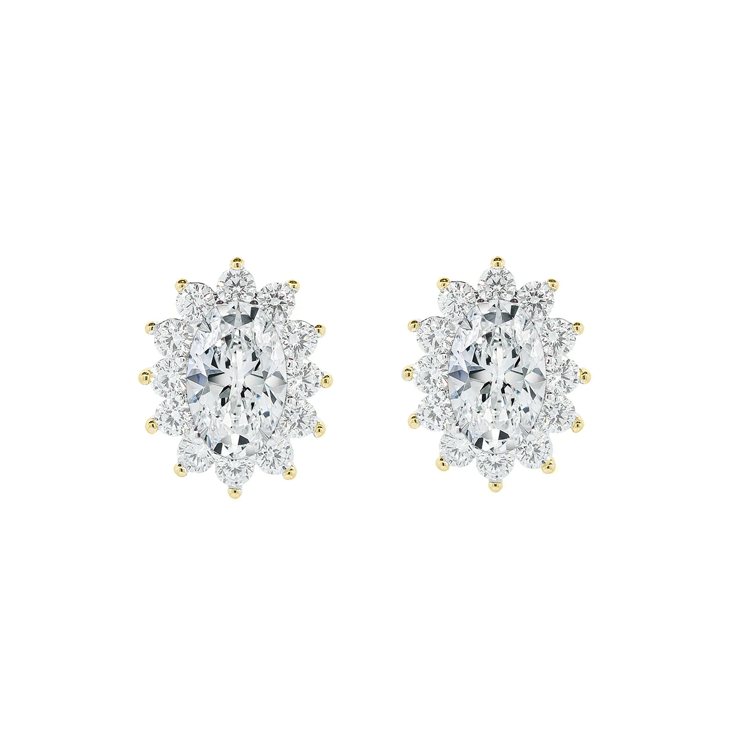 Sage 18k White Gold Plated Stud Earrings with Oval Cut Simulated Diamond Crystals