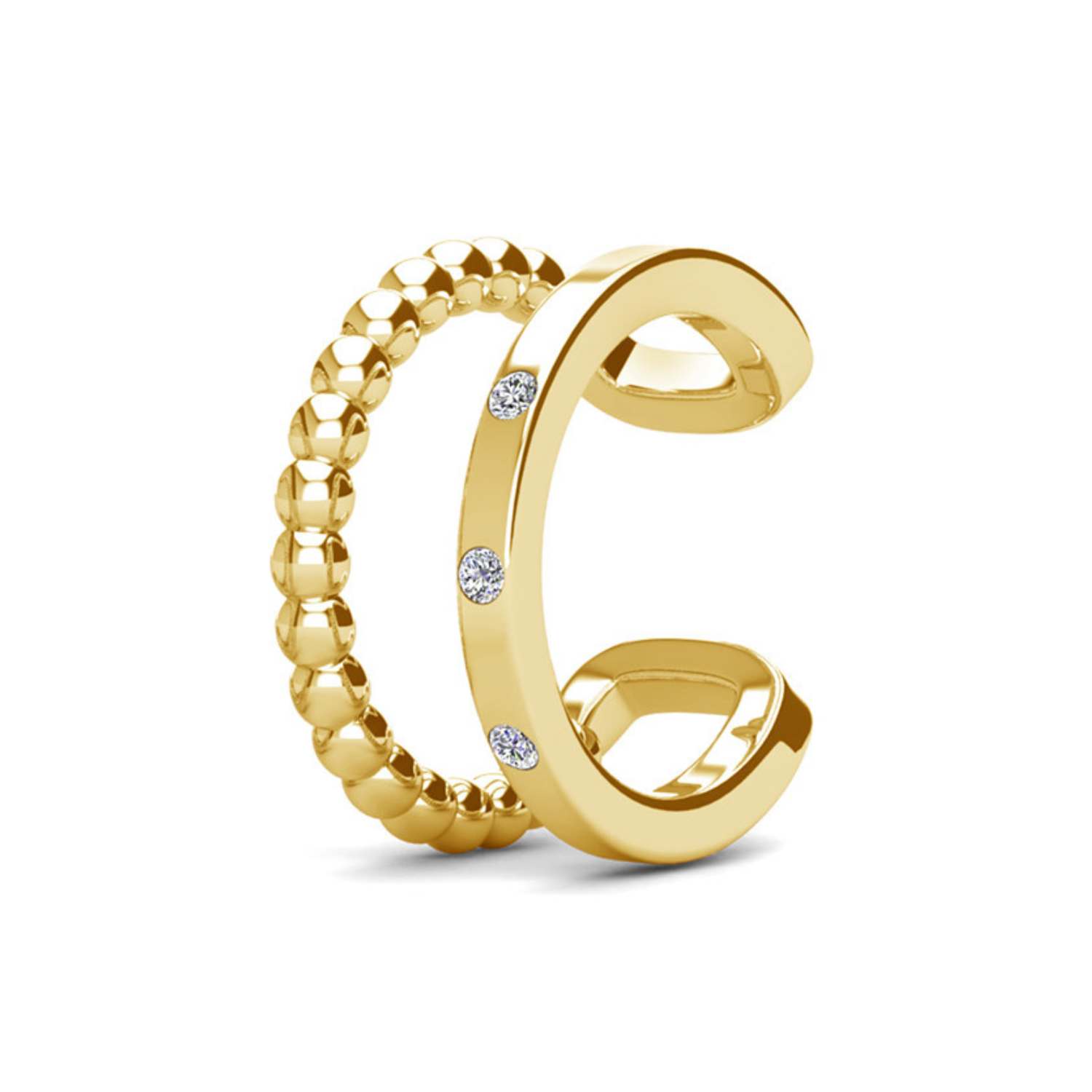 Sasha and Gloria 18k White Gold Plated 10mm Hoop Ear Cuffs with Swarovski Crystals (2 Pair Set)