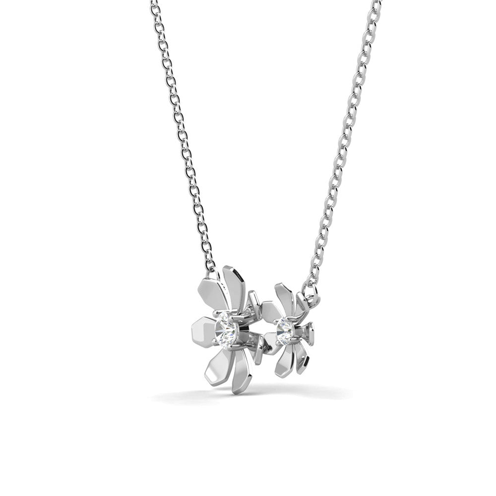 Daisy 18k White Gold Plated Flower Necklace with Swarovski Crystals
