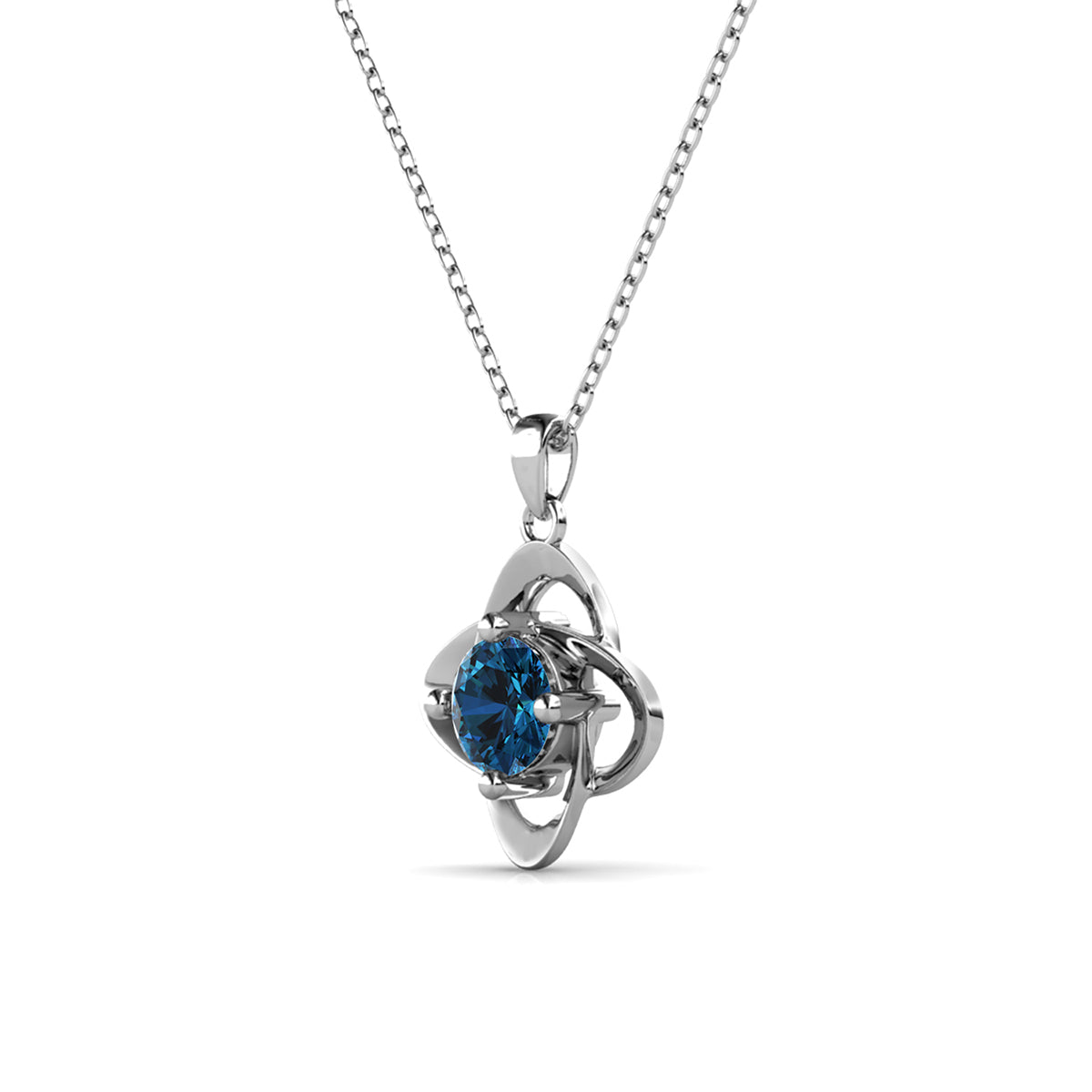 Infinity December Birthstone Necklace with Blue Topaz Swarovski Crystal in 18k White Gold Plated Silver
