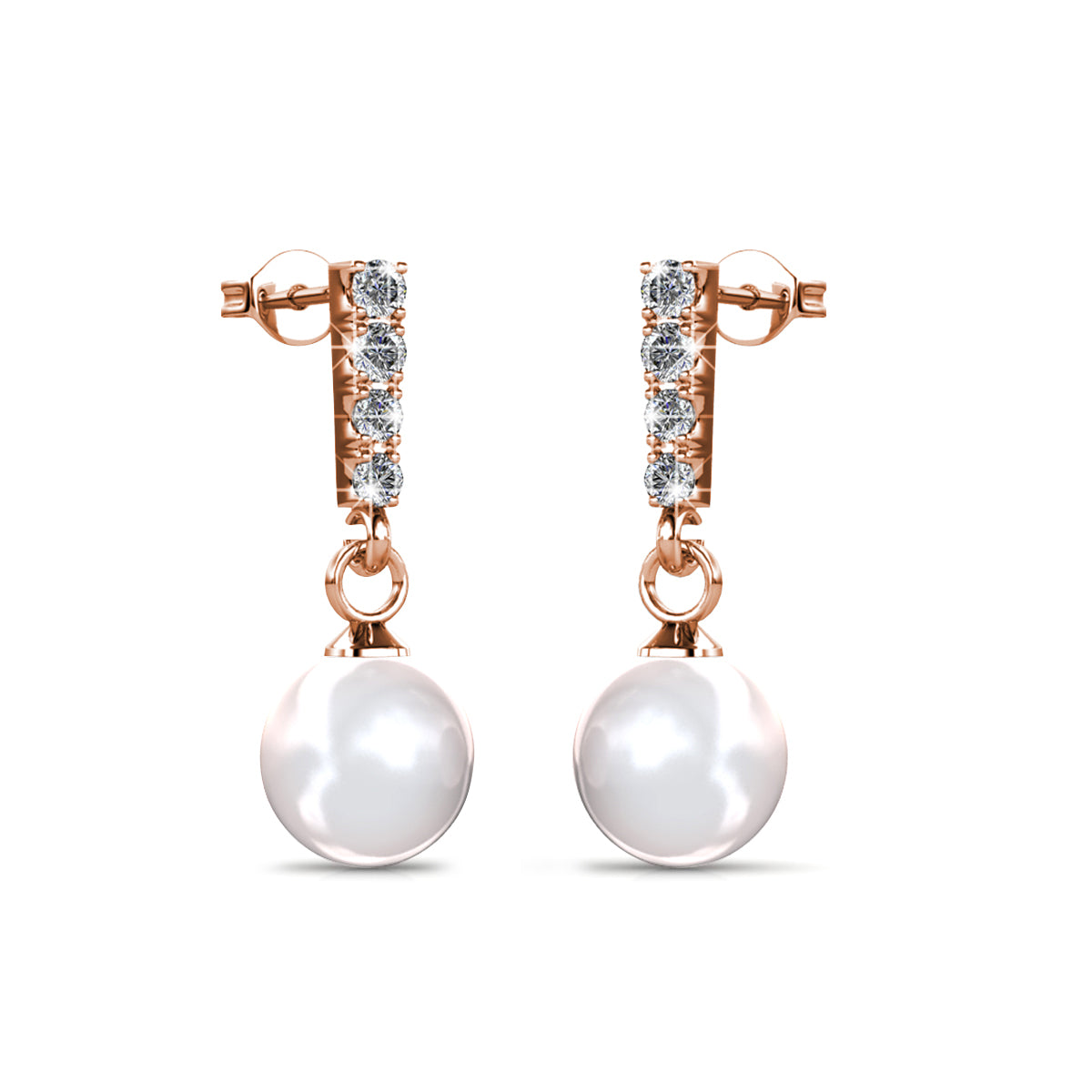 Gabrielle 18k White Gold Plated Pearl Drop Earrings with Swarovski Crystals