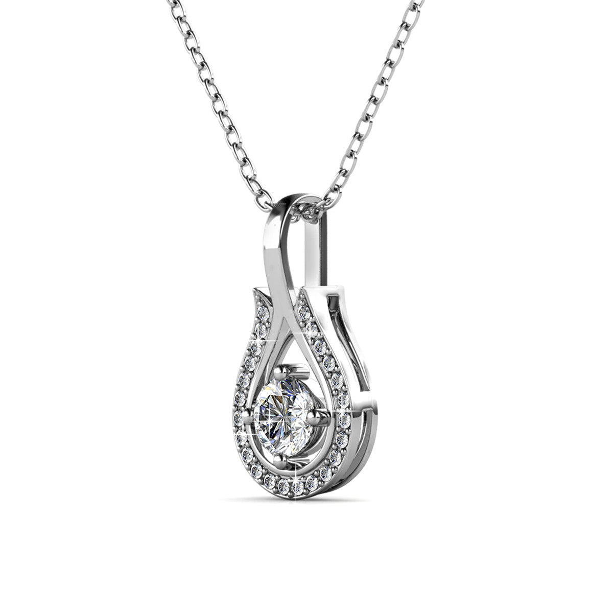 Bernadette 18k White Gold Plated Tear drop Necklace with Swarovski Crystals — Fab Fav Sale