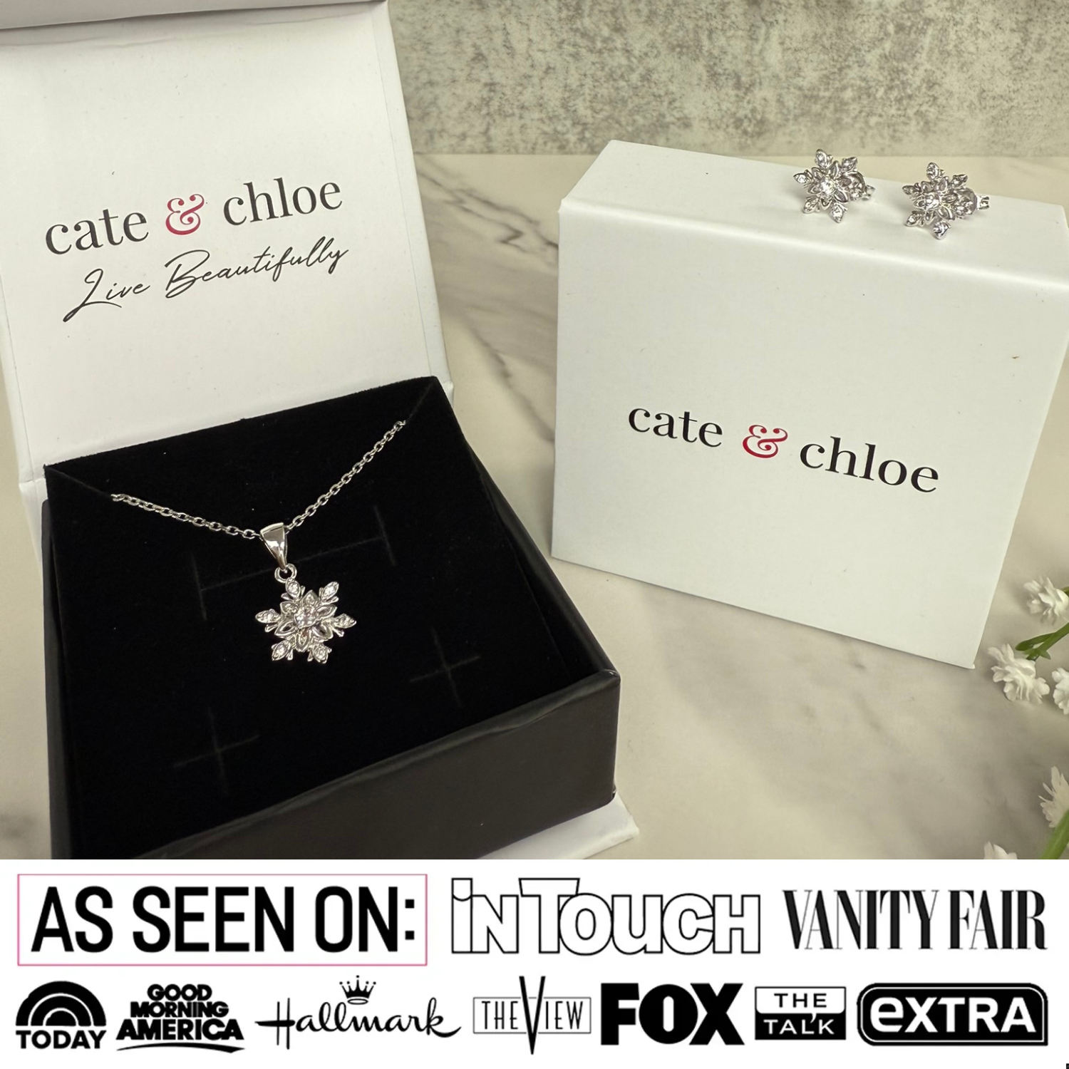 Sunny 18k White Gold Plated Necklace and Stud Earrings Jewelry Set with Swarovski Crystals