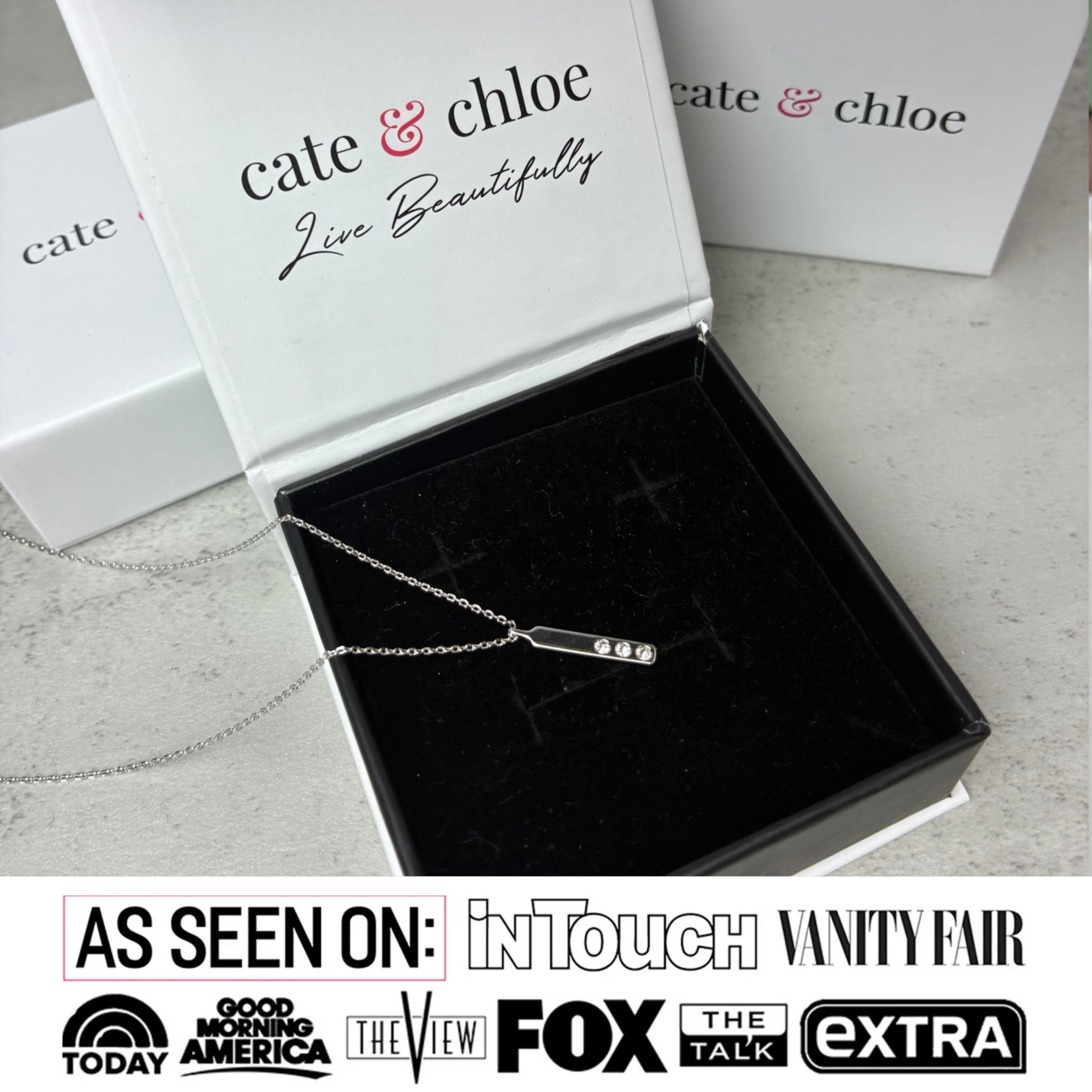 Tessa 18k White Gold Plated Bar Necklace with Swarovski Crystals — Fab Fav Sale