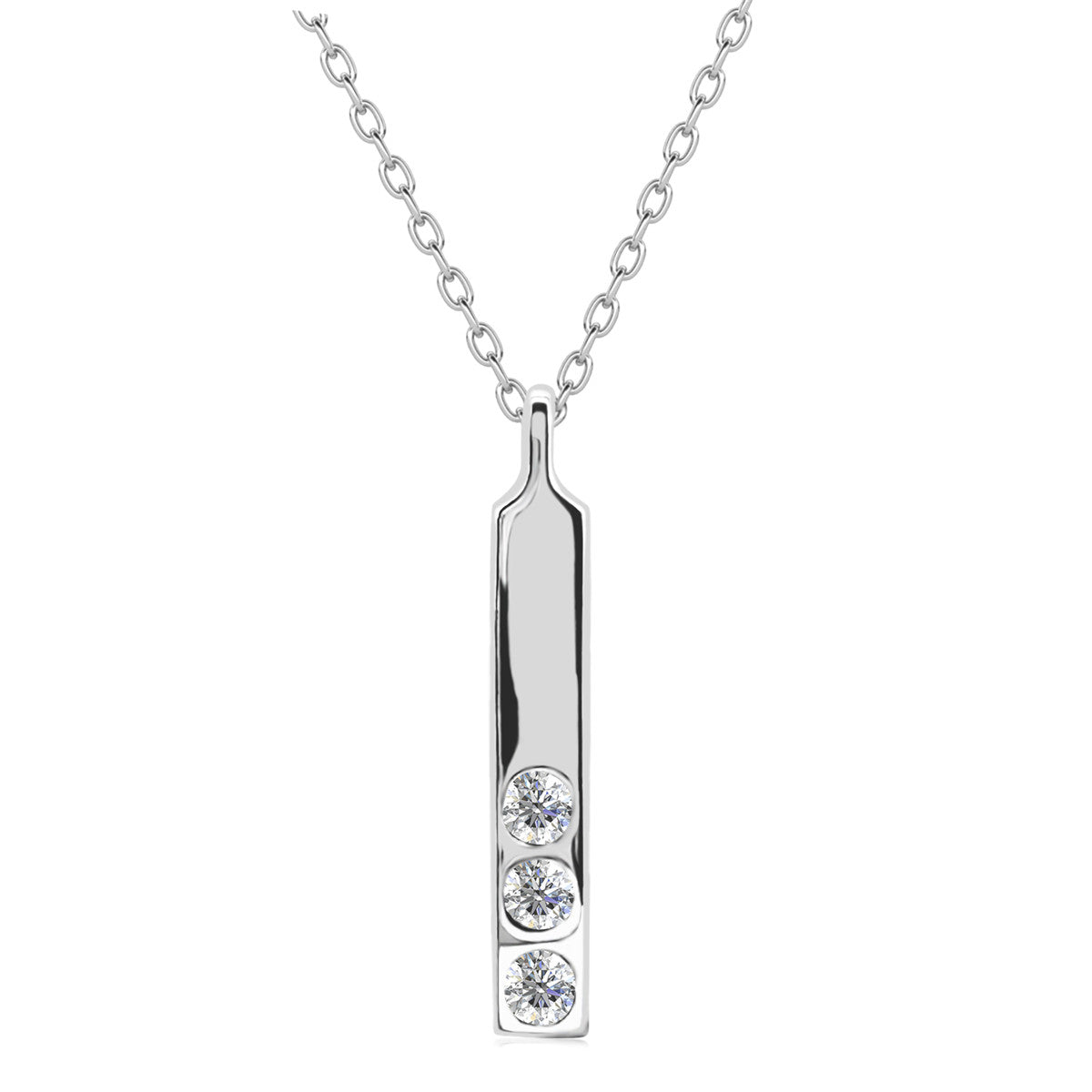 Tessa 18k White Gold Plated Bar Necklace with Swarovski Crystals — Fab Fav Sale