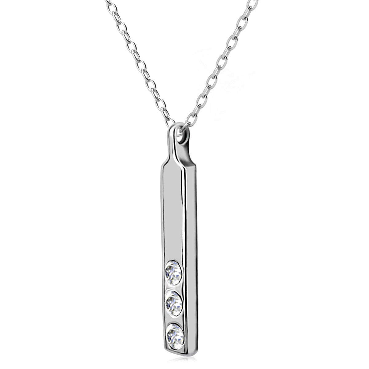 Tessa 18k White Gold Plated Bar Necklace with Swarovski Crystals — Fab Fav Sale