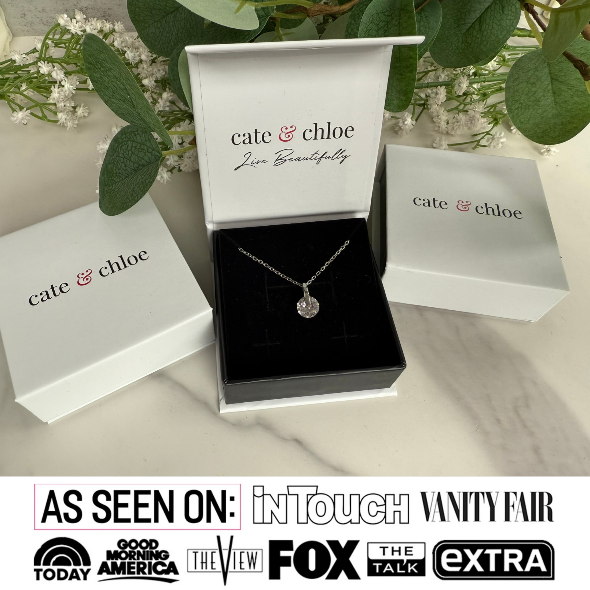 Tina 18k White Gold Plated Necklace with Solitaire Swarovski Crystal