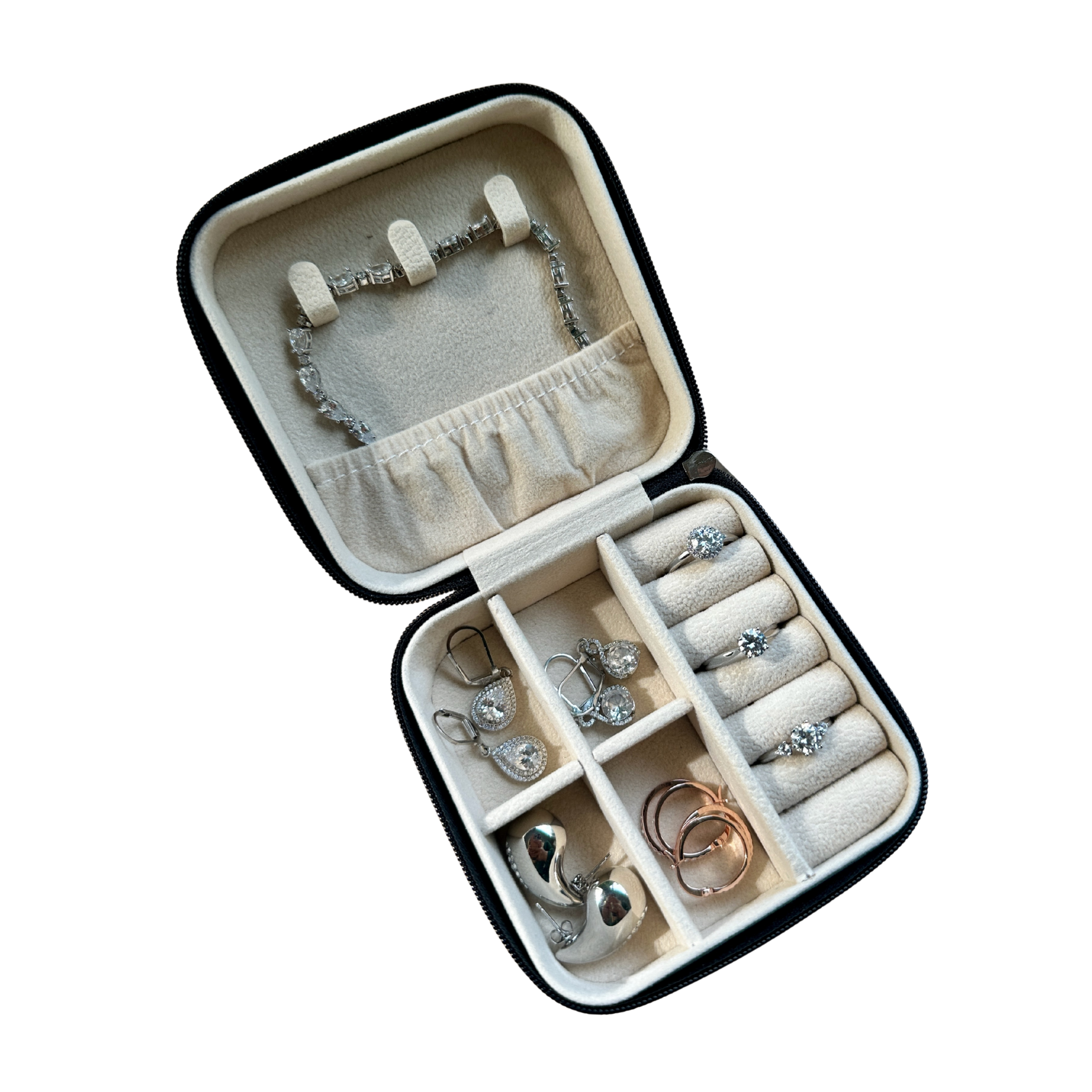 Jewelry Travel Case, Black Mini Jewelry Box Organizer for Women