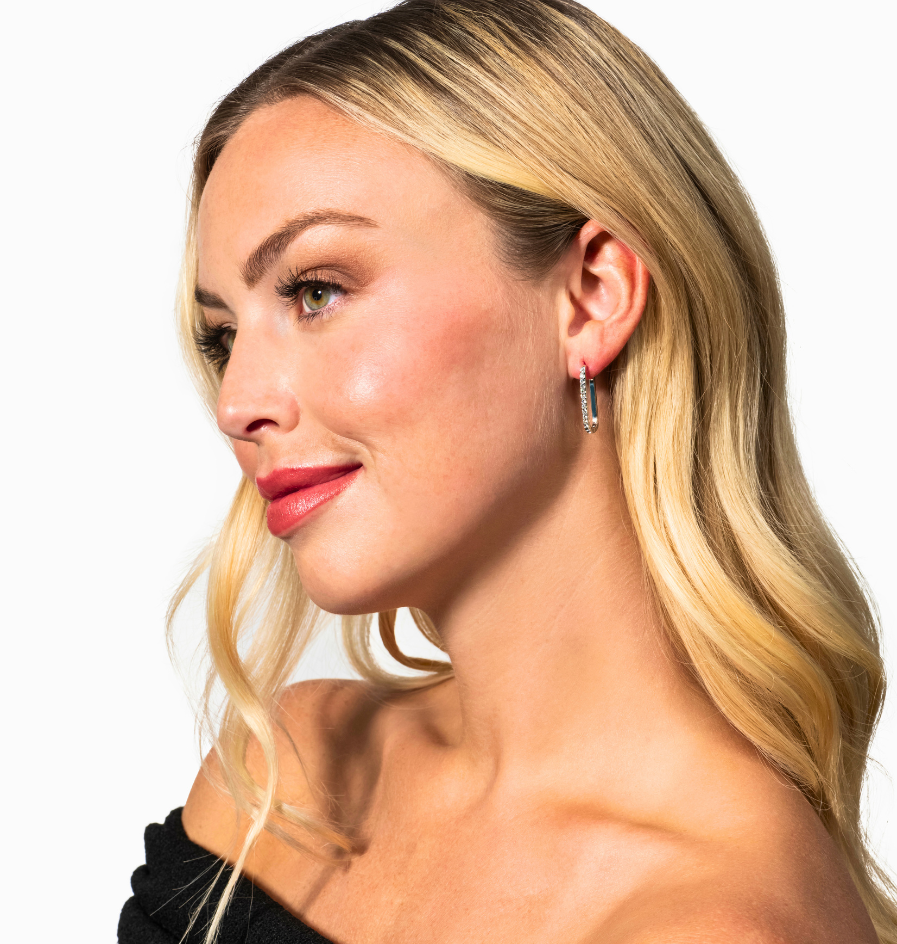 Pack of 3 - Bianca, Nadia, Lauren 18k White Gold Plated Hoop Earrings with Swarovski Crystals