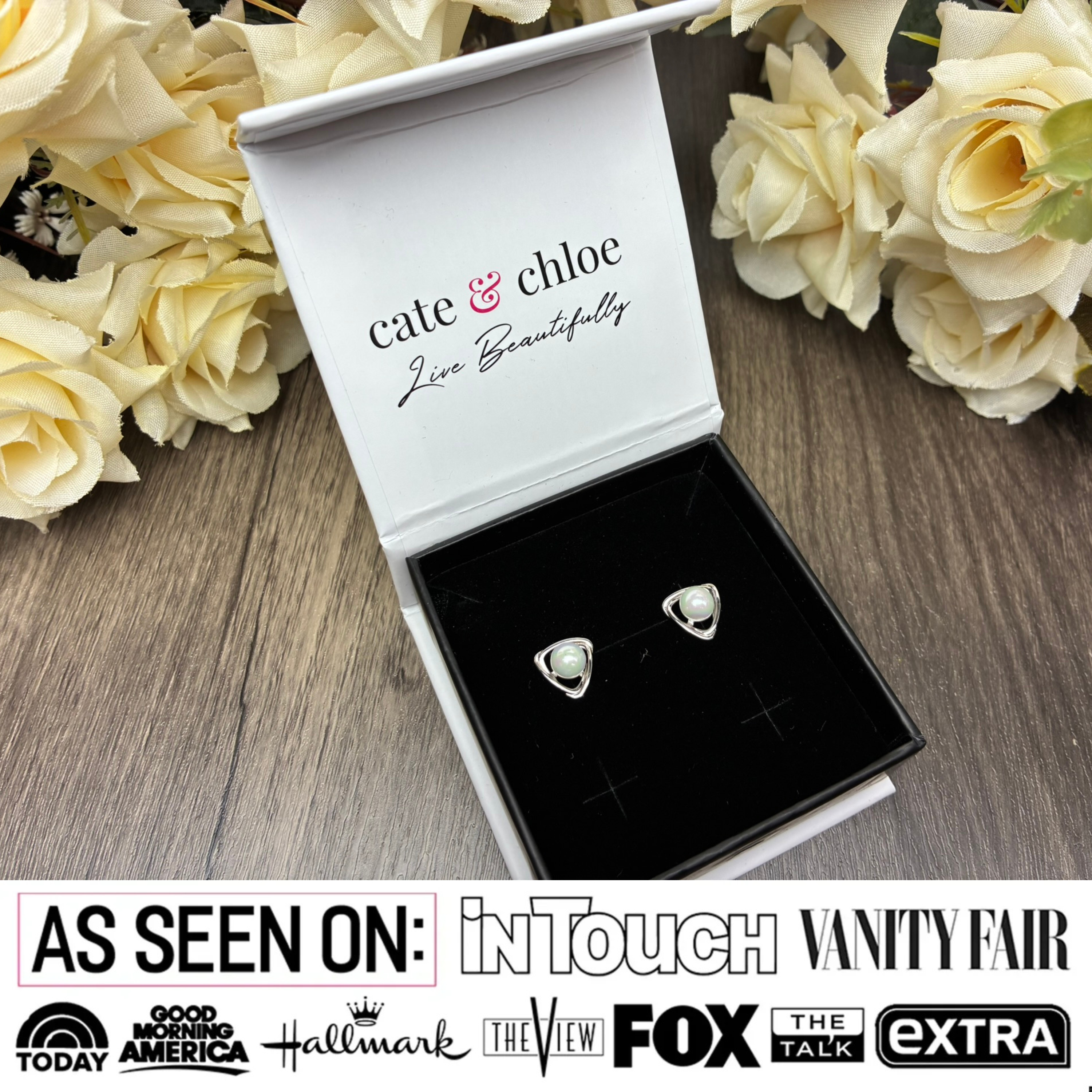 Winnie 18k White Gold Plated Pearl Stud Earrings — Fab Fav Sale