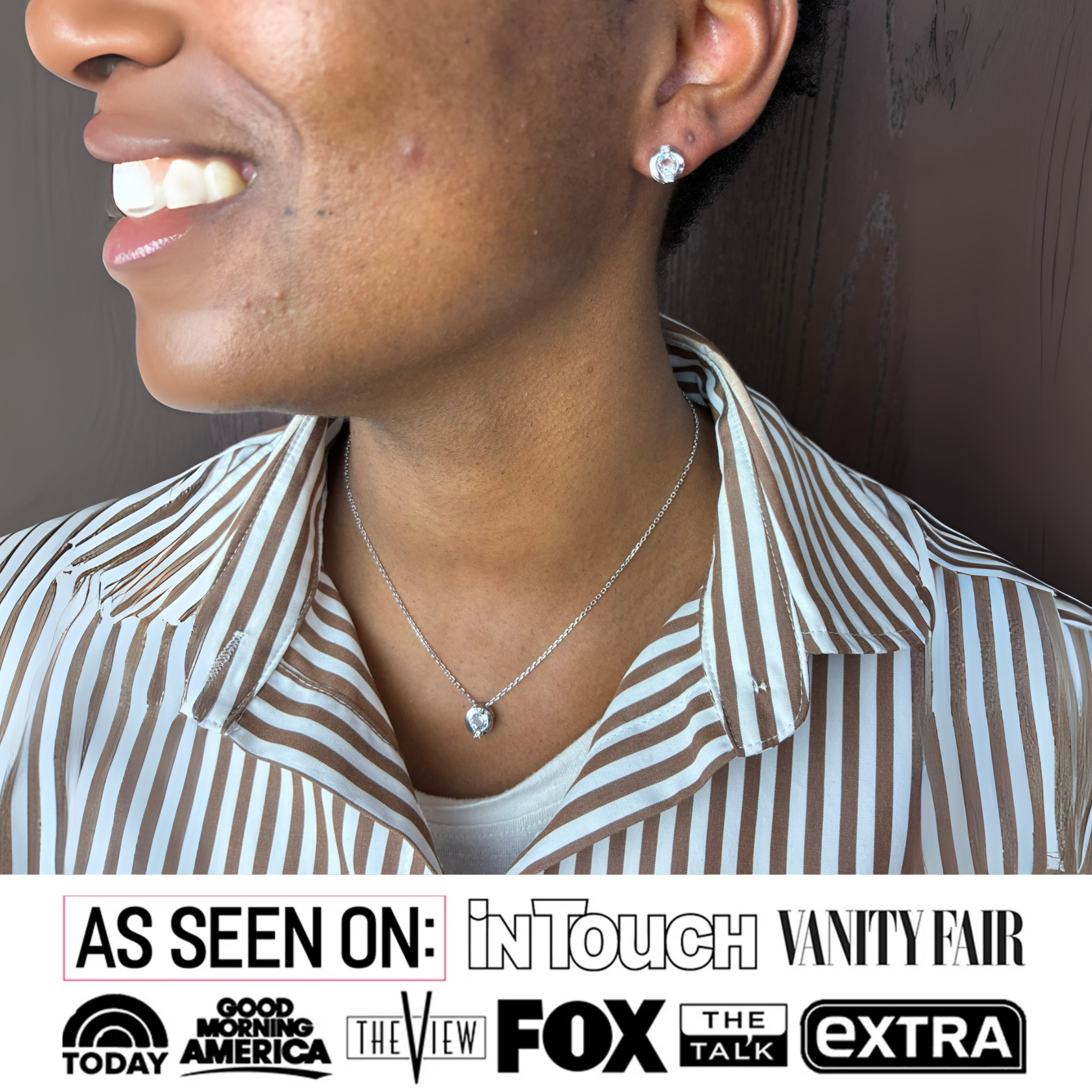 Zara 18k White Gold Plated Stud Earrings and Necklace Set with Swarovski Crystals