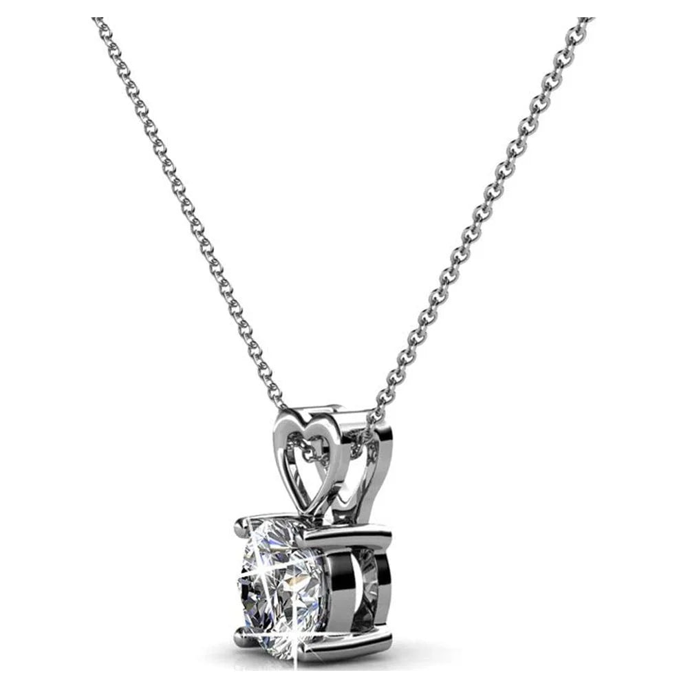 Marian 18k White Gold Plated Heart Pendant Necklace with Swarovski Crystal