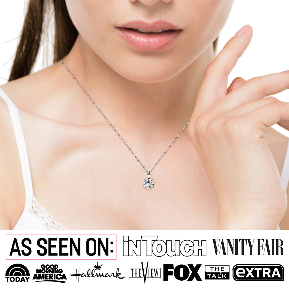 Araylia "Strong" 18k White Gold Plated Necklace with Solitaire Round Cut Swarovski Crystal