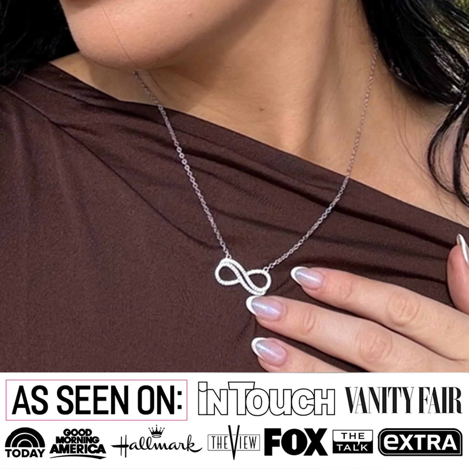 Tansy 18k White Gold Plated Infinity Pendant Necklace with Simulated Diamond Crystals