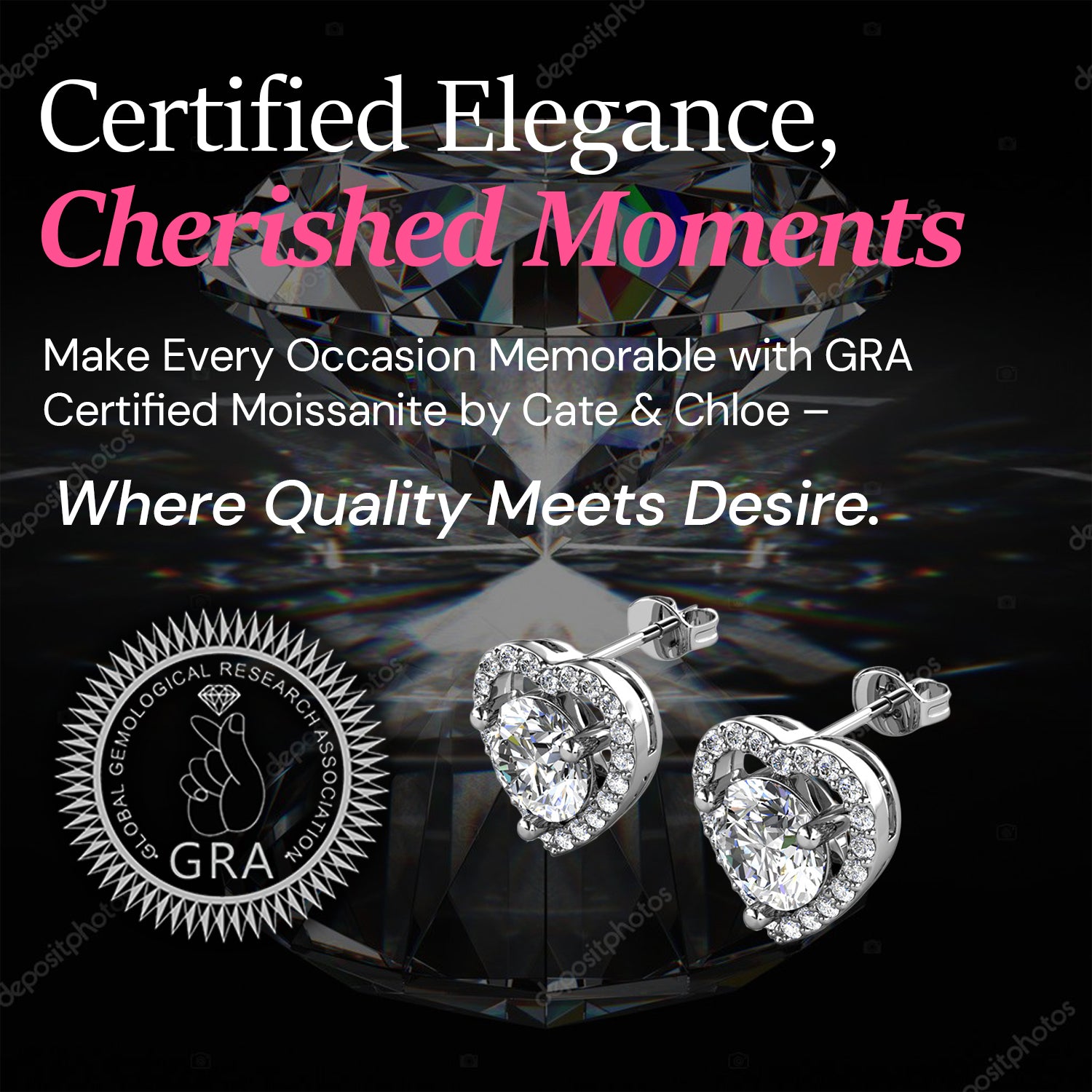 Moissanite by Cate & Chloe Briana 18k Gold Plated 925 Sterling Silver Stud Earrings 1.21tcw