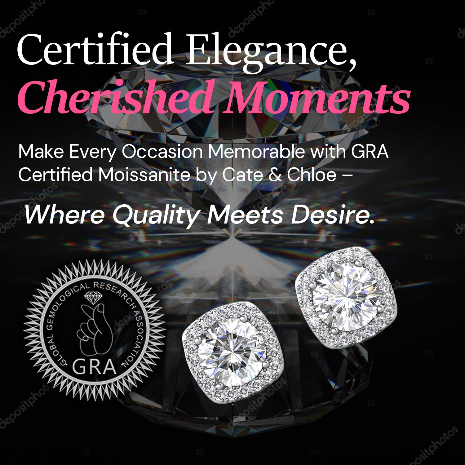 Moissanite by Cate & Chloe Hannah 18k Gold Plated 925 Sterling Silver Stud Earrings 1.16tcw
