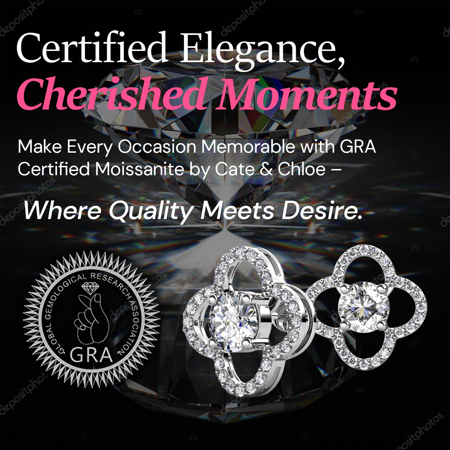 Moissanite by Cate & Chloe Charlotte 18k Gold Plated 925 Sterling Silver Stud Earrings 1.28tcw