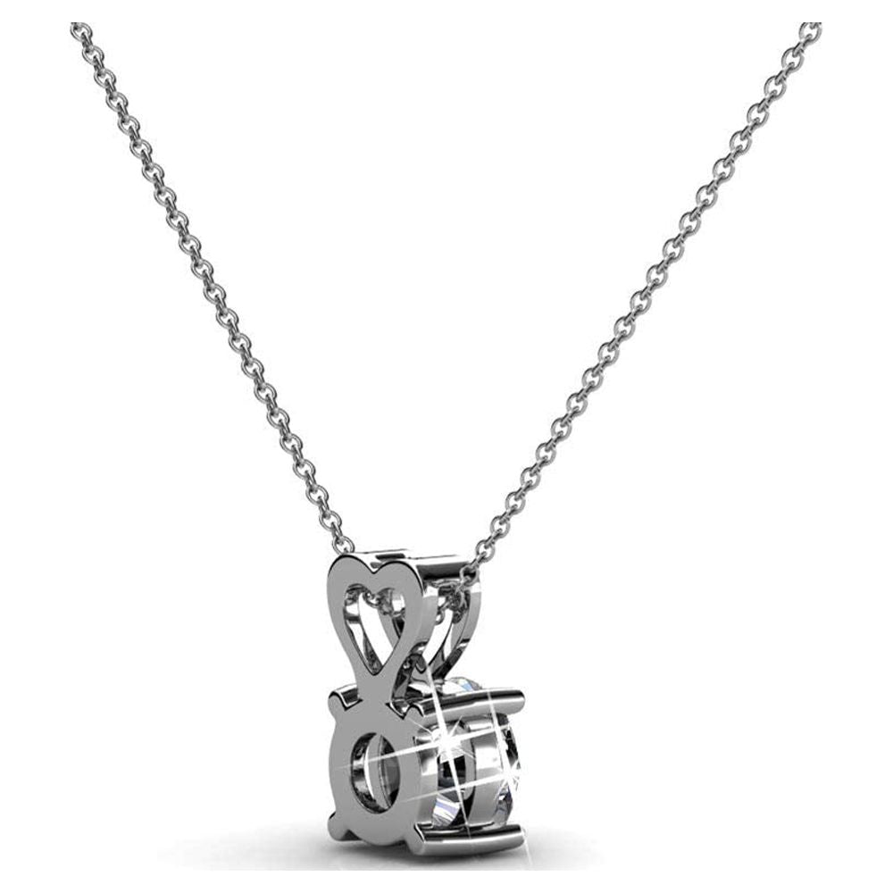 Marian 18k White Gold Plated Heart Pendant Necklace with Swarovski Crystal