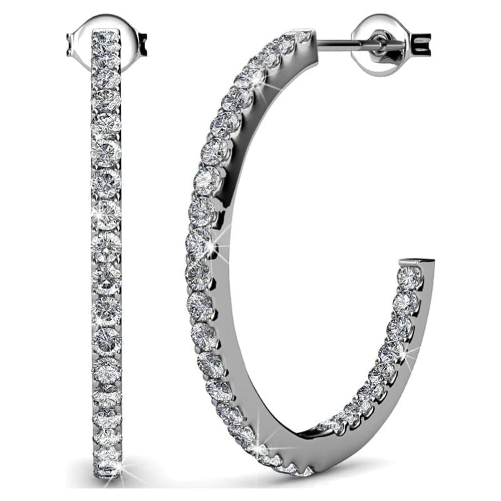 Giselle, Amaya, Rosalyn Hoops White Gold Plated Earrings for Women (3 Pair Set)