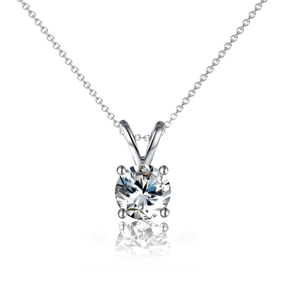 Faye 18k White Gold Plated Solitaire Necklace Simulated Diamond Crystal