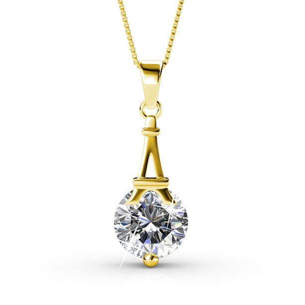 Isla 18k White Gold Plated Pendant Necklace with Round Swarovski Crystal