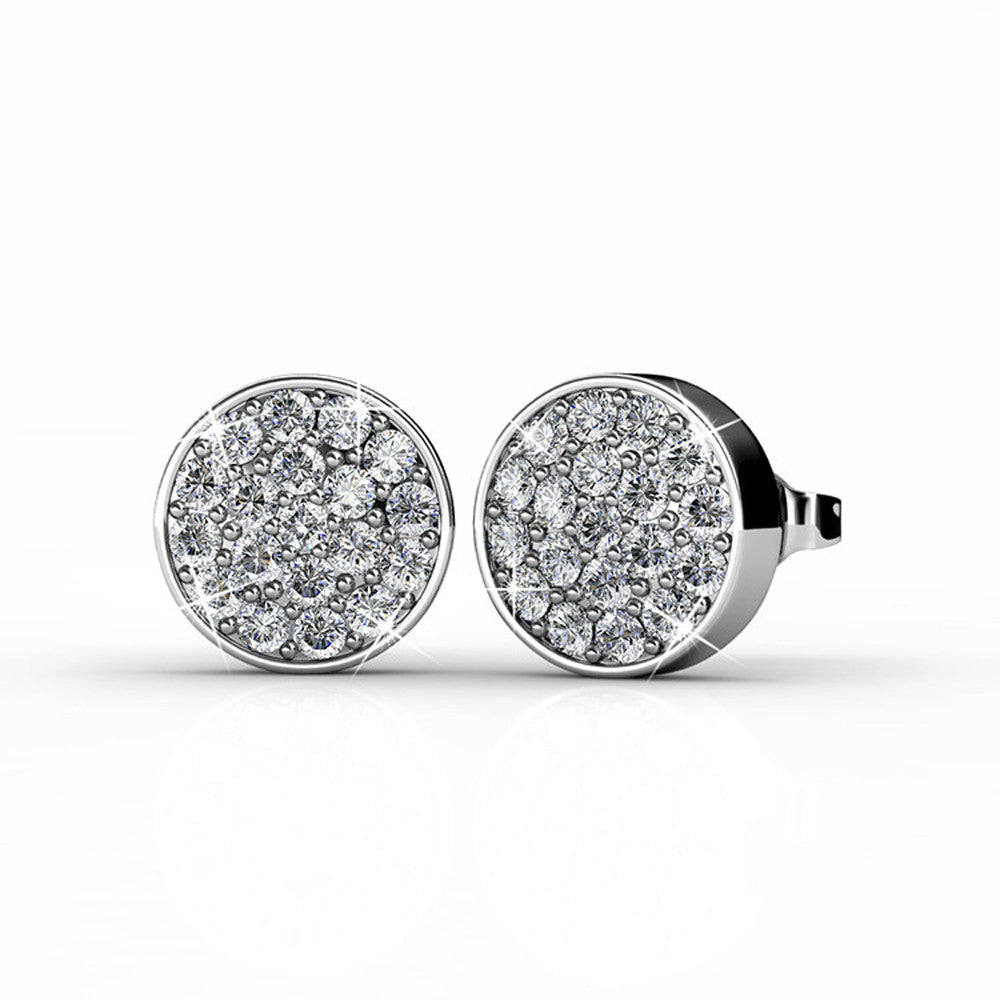 Nelly Pave Stud Earrings 18k White Gold Plated with Swarovski Crystals