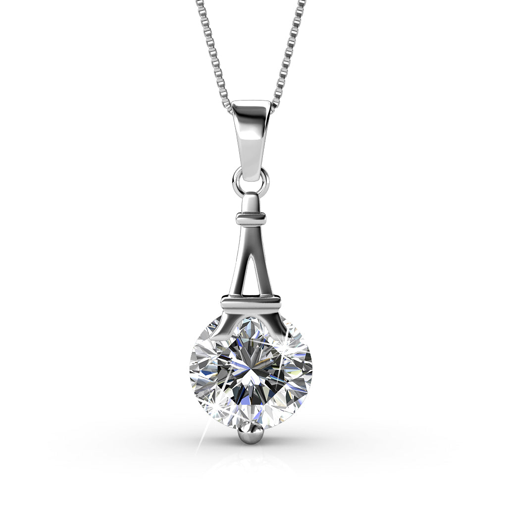 Isla 18k White Gold Plated Necklace and Earrings Jewelry Set with Swarovski Crystals