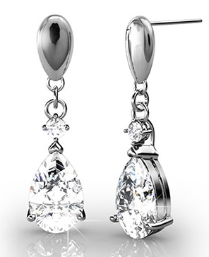 Zoey 18K White Gold Drop Earrings with Swarovski Crystals — Final Sale