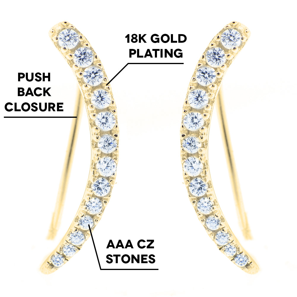 Camila Sterling Silver Yellow Gold Plated Ear Climber Earrings