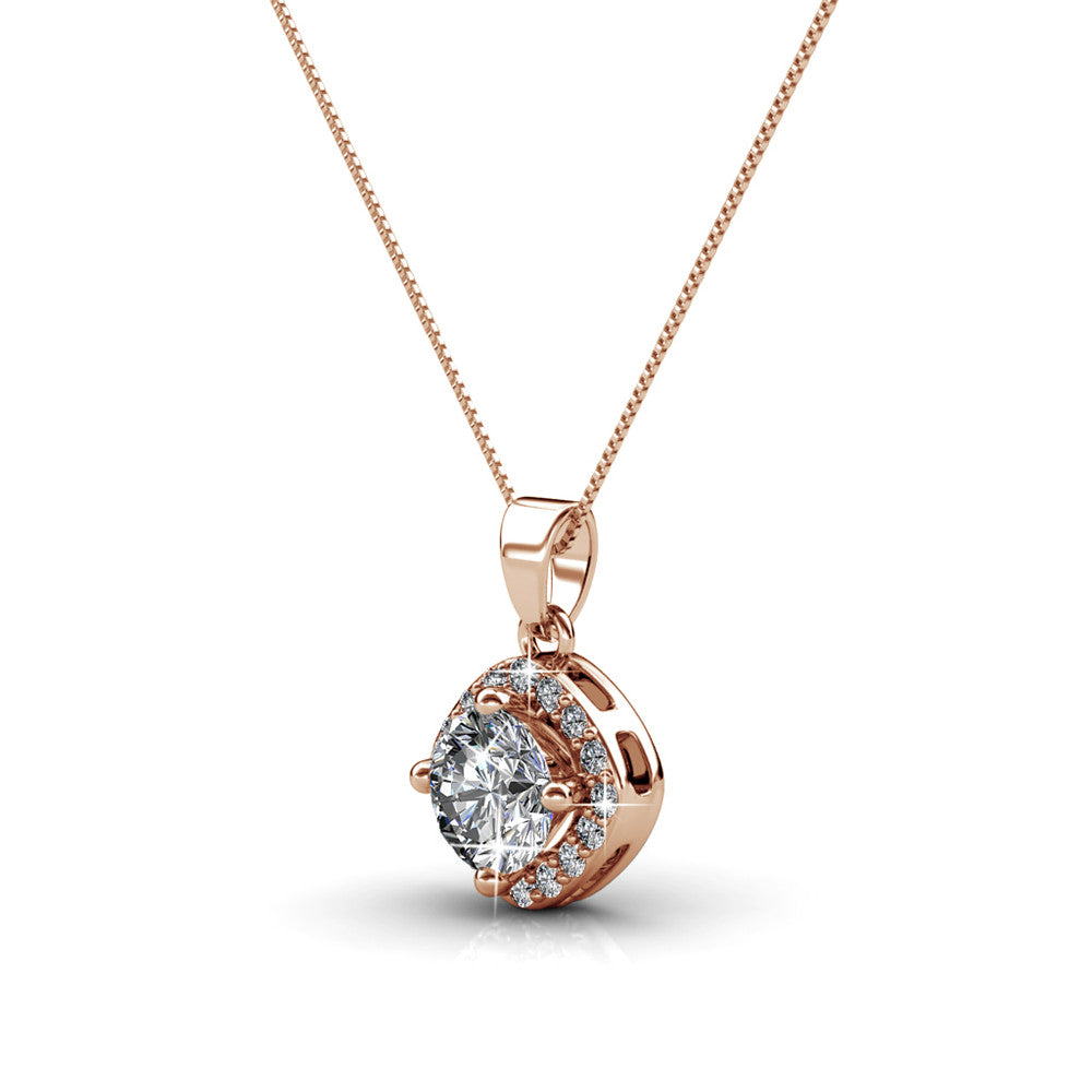 Celeste 18k White Gold Plated Pendant Necklace with Swarovski Crystals