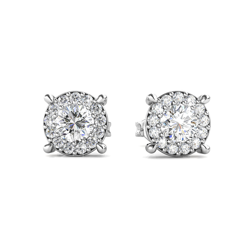 14k White Gold Made with SWAROVSKI Cubic Zirconia Solitaire Stud Earri –  Art and Molly