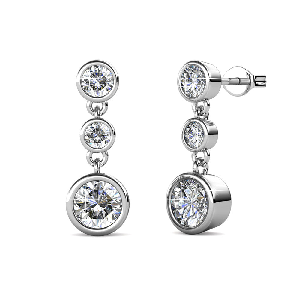 Bailey 18k White Gold Plated Crystal Drop Dangle Stud Earrings