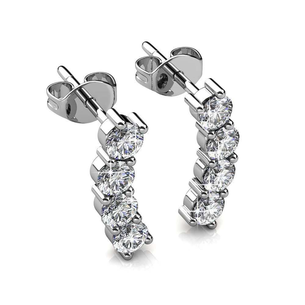 Aubree 18k White Gold Plated Drop Stud Earrings with Swarovski Crystals