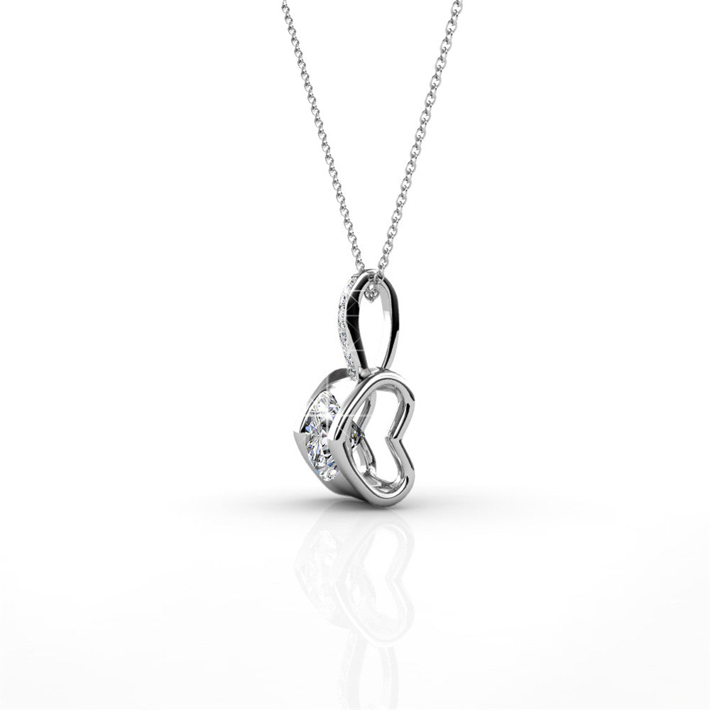 Billie 18k White Gold Pendant Necklace with Round Cut Swarovski Crystals