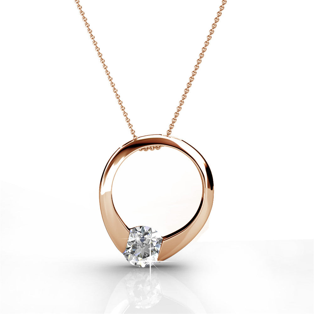 Dahlia 18k White Gold Plated Hoop Necklace with Swarovski Crystal