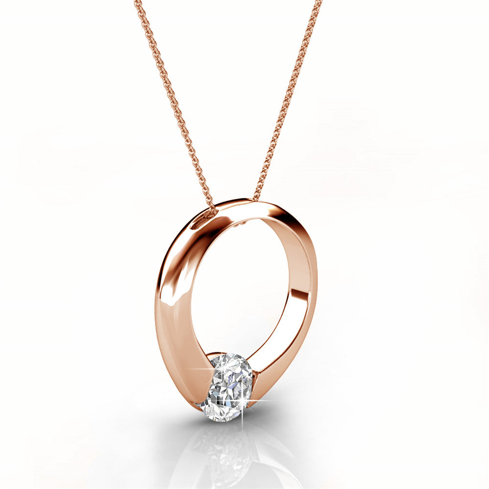 Dahlia 18k White Gold Plated Hoop Necklace with Swarovski Crystal
