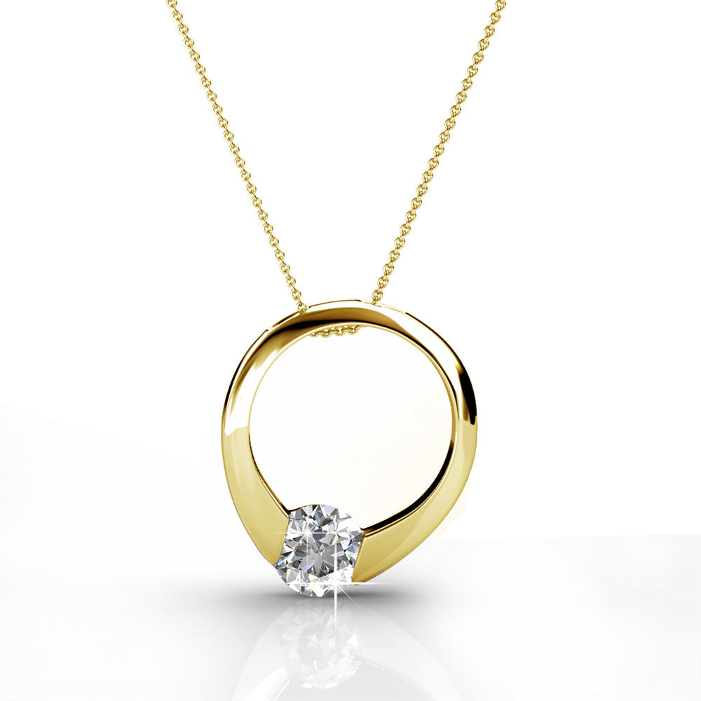 Dahlia 18k White Gold Plated Hoop Necklace with Swarovski Crystal