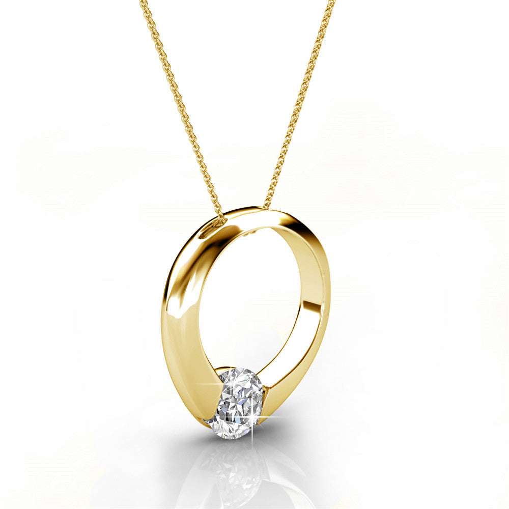 Dahlia 18k White Gold Plated Hoop Necklace with Swarovski Crystal