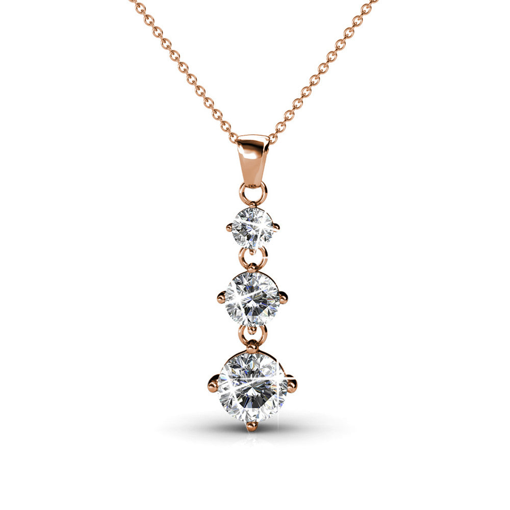 Delilah 18k White Gold Plated Drop Pendant Necklace with Swarovski Crystals