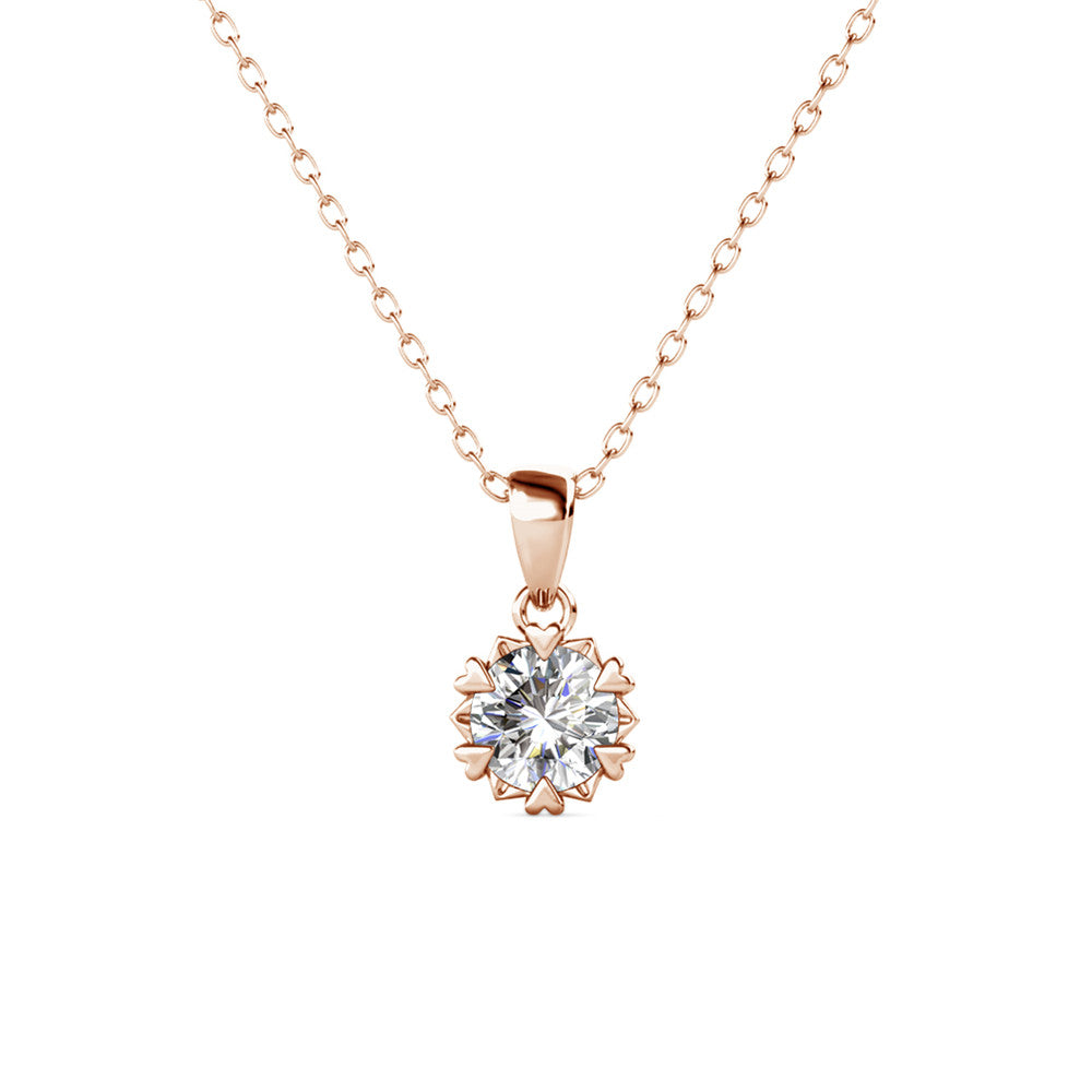 Maggie 18k White Gold Plated Pendant Necklace with Round Cut Solitaire Swarovski Crystal
