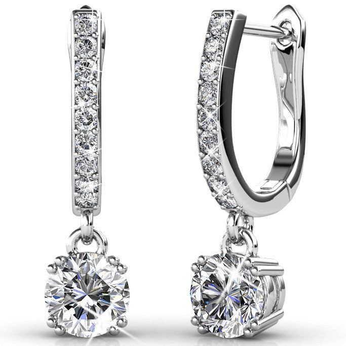 Cate & Chloe Millie 18K White Gold Earrings with Crystals, Stud Earrings  for Women, Girls, Jewelry Gift for Any Occasion 