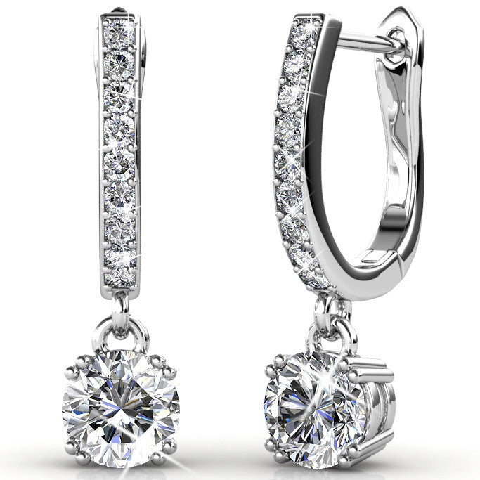 McKenzie 18k White Gold Plated Drop Dangle Earrings with Swarovski Crystals